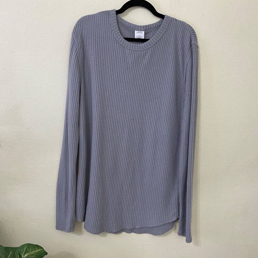 Urban Outfitters Waffle Knit Henley T-shirt Large Gray